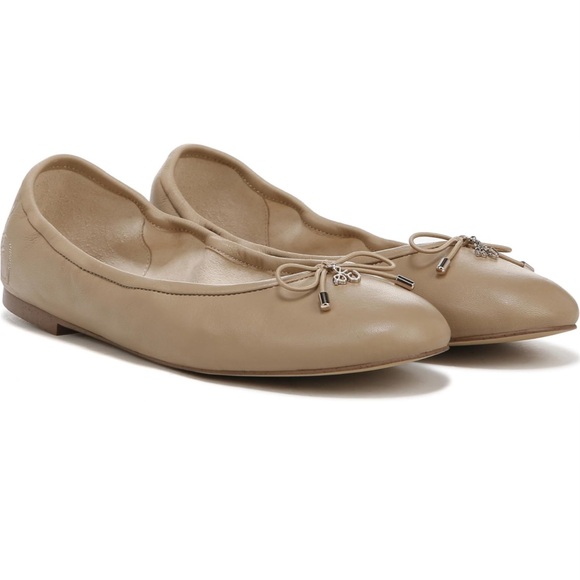NIB FELICIA BEIGE LEATHER SIZE 9.5 WOMEN FLATS SAM EDELMAN - Picture 1 of 13